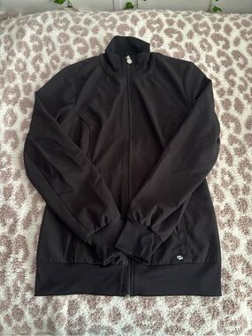 infinity scrub material black zip up jacket